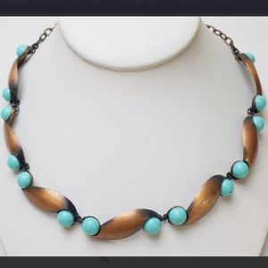 Vintage Copper and Turquoise Collar. Up to 19”